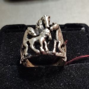 Family Of Horses Sterling Silver Ring